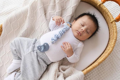 Muslin Cotton - Metal-Free Pacifier Clips, Lightweight and Secure Pacifier Holder for Babies (Ocean Bleu) - Mila & Lulu