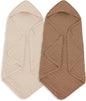 MIGIOL Muslin Hooded Baby Towels 100% Cotton ，Super Soft Muslin Baby Bath Towel - 32 x 32 Inches, Suitable for Newborn and Young Children up to 3 Years Old. (Beige & Coffee)
