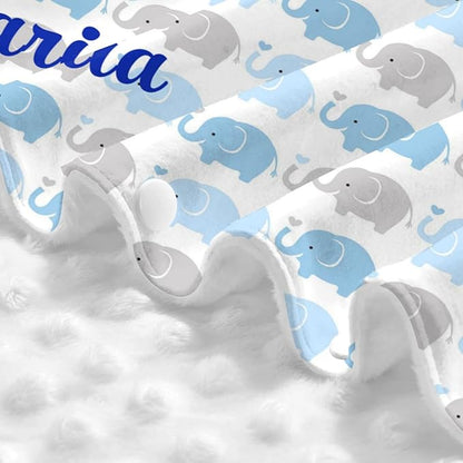 Personalized Cute Baby Elephant Baby Car Seat Canopy for Babies with Name, Car Seat Covers for Boys Girls, Peekaboo Opening Minky Nursing Breastfeeding Cover Infant Stroller Canopies for Newborn