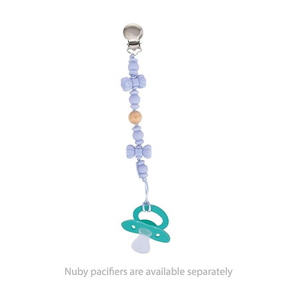 Nuby Pacifinder Silicone Pacifier Clip - Baby Pacifier Holder Clip with Convenient Hook Loop - Bowtie
