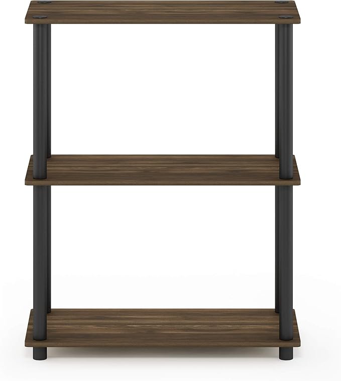Furinno Turn-N-Tube 3-Tier Compact Multipurpose Shelf Display Rack, Columbia Walnut/Black