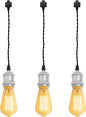 Kiven H-Type Track Light Pendants, 31.5 Inch Cord Length Black Weave Rope, 3 Pack Restaurant Chandelier Decorative Pendant Light Industrial Pendant Lamp,Bulb Not Included（Chrome）