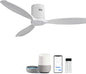 Sofucor 52 Inch Smart Ceiling Fan Without Light Flush Mount Solid Wood Ceiling Fan with Alexa/Google/APP/Remote Control-Modern Outdoor Ceiling Fans No Light for Bedroom/Patio/Indoor, White