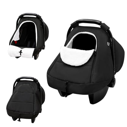 SWESEN Winter Car Seat Covers for Babies, Cozy & Warm Cover, Infant Car Seat Canopy Water Resistant, Universal Cold Weather Shield, Black