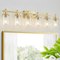 Brushed Brass 6-Light Vanity Light Fixtures with Clear Glass Shades Over Mirror for Bathroom, Living Room, Hallway