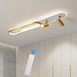 Modern LED Ceiling Light with 2 Spotlights 39.3in Linear Ceiling Light 50w with Remote Control Dimmable(3000-6000k) Gold Long Ceiling lamp for Bedroom Kitchen Restaurant Laundry Room Office