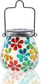 Afirst Mosaic Solar Lanterns Outdoor - Glass Hanging Solar Lights Hollow Out Waterproof Table Lamp Outdoor Decorative for Garden, Patio, Holiday Party Outdoor Decoration
