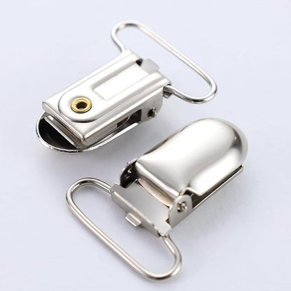 25 PCS Baby Girl Pacifier Metal Clip DIY Suspender Clips for Stroller Toy Straps Bibs Fasteners Supplies Garters Crafting Making Hardware Bulk (5-Styles, Silver)