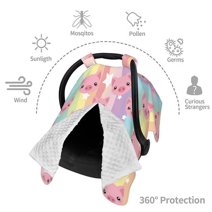 Pig Baby Car Seat Canopy Cover 39x27.5 Inches Multi Use Nursing Cover for Newborn Car Seat Canopy Mom Nursing Breastfeeding Covers Newborn Shower Gifts