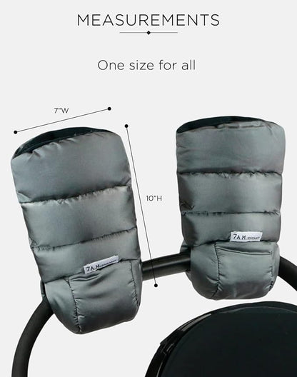 7AM Enfant Stroller Warmmuffs Gloves - Anti-Freeze Stroller Mittens for Handlebars, Water Repellent Hand Warmer Muff for Cold Weather, Plush Lined Stroller Warmmuffs | Winter Stroller Accessories