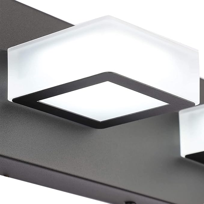 Ralbay 46" LED Modern LED Black Vanity Lights Fixtures 7 Lights Acrylic Matte Black Vanity Lights Modern Black Bathroom Wall Lighting Over Mirror