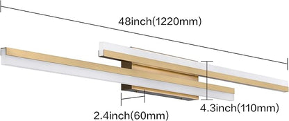 PRESDE 48 Inch Bathroom Light Fixtures Brushed Gold Vanity Light Bar LED Modern Bath Lighting Over Mirror Dimmable