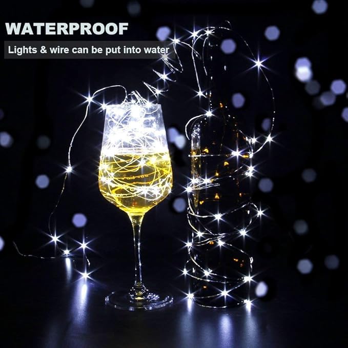 CYLAPEX 24 Pack Fairy Lights Battery Operated 7ft 20 LED Mini String Lights Silver Wire Firefly Starry Moon Lights for Wedding Mason Jars Party Christmas Centerpiece Table Decorations, Cool White
