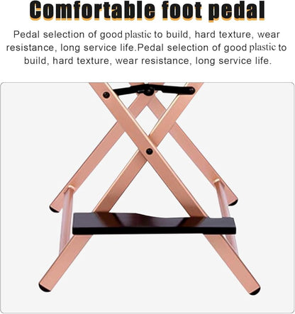 Lorvain Folable Makeup Artist Stool Chair, Protable Tall Folding Directors Chair, Aluminum Makeup Chair with Head Rest for Studio Salon Vanity, Bar Height - Gold Chair