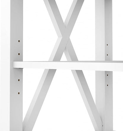 Bush Furniture Key West Tall TV Stand for 65 Inch TV in Pure White and Shiplap Gray, Farmhouse Entertainment Center with Storage