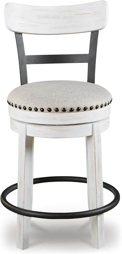 Signature Design by Ashley Valebeck 24.5" Modern Swivel Counter Height Barstool, Whitewash