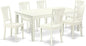 East West Furniture LGAV7-LWH-W 7 Piece Dining Room Table Set Consist of a Rectangle Kitchen Table with Butterfly Leaf and 6 Dining Chairs, 42x84 Inch, Linen White