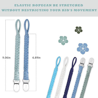 Braided Pacifier Clip for Boys & Baby Girl, Binky Clips Pacifier Holder 100% Handmade Teething Straps Unisex Design