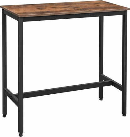 VASAGLE Bar Table, Narrow Long Kitchen Dining Table, Sturdy Metal Frame, Industrial, 15.7 x 39.4 x 35.4 Inches, Rustic Brown and Ink Black ULBT10X