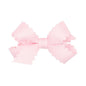 Wee Ones Girls' Classic Grosgrain Hair Bow with Scalloped Edges, No-Slip Hair Clip, Handmade, Powder Pink, Mini