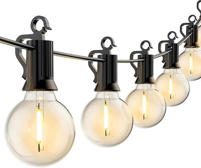 Brightown Led String Lights Outdoor 55Ft G40 Patio Lights with 52 Led Shatterproof Bulbs(2 Spare), Waterproof Led Globe Hanging Lights for Backyard Porch Bistro Balcony Decor, E12 Socket, 2200K