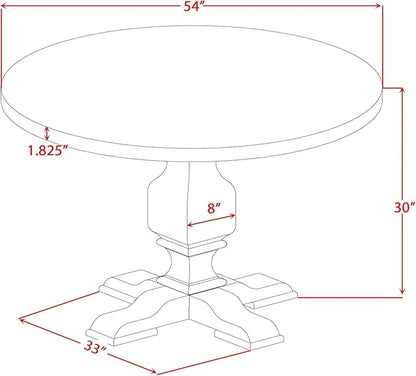 I53-11-TP Wooden Table with Acacia Wood Round Tabletop and Stylish Pedestal Base - Sand Blasted Black Finish