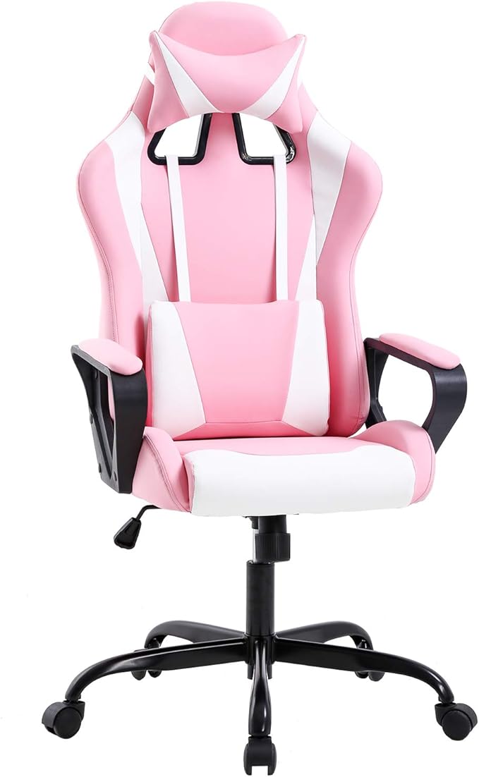 Gaming Chair Office Chair Desk Chair Ergonomic Executive Swivel Rolling Computer Chair with Lumbar Support, Pink