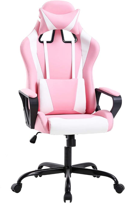 Gaming Chair Office Chair Desk Chair Ergonomic Executive Swivel Rolling Computer Chair with Lumbar Support, Pink