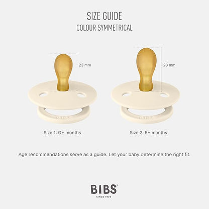 BIBS Colour Pacifier with Symmetrical Nipple| Natural Rubber Baby Pacifier | Set of 4 BPA-Free Soothers | Made in Denmark | Cloud Mix | Size 0-6 Months