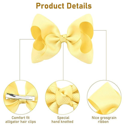 JOYOYO 40Pcs 4.5" Hair Bows Alligator Clips, Grosgrain Ribbon Girls Bows Clips Barrettes Hair Accessories for Baby Girls Toddlers Kids Teens (4.5inch,20 Colors in Pairs)