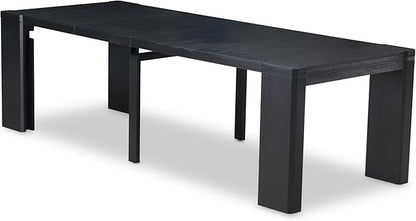 X07SI-B06-48 - 9-piece Dining Room Table Set a Rectangular Kitchen Table and a wooden Bench and 7 coffee Linen Fabric Dining Chair, 39x120 Inch, Wire Brushed Black