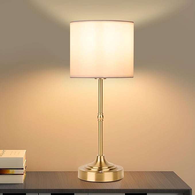 HAPYGI Portable Cordless Table Lamp,Built-in 5200mAH Rechargeable Battery, Dimmable Touch Wireless Light, Bed Side Metal Desk Lamp，Restaurant/Bedroom/Bar/Coffee/Night Light (Antique Brass)