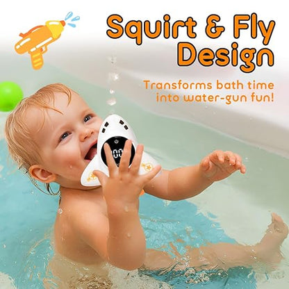 Baby Bath Thermometer - Digital Floating Water Thermometer with LED Display & Color Temperature Alerts, Rechargeable Bath Toy for Infant Bathtub Safety, Newborn Bath Essentials Gift