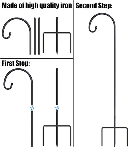 FEED GARDEN Adjustable 32 Inch Small Shepherd Hooks for Outdoor, Garden Hooks for Lanterns, Shepard Hooks for Hanging Plants, Bird Feeders, Solar Lights, Mason Jars, Weddings Decor,4 Pack