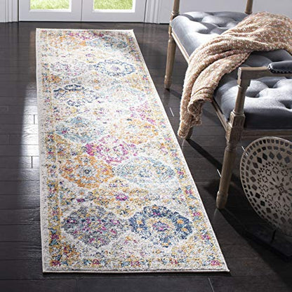 SAFAVIEH Madison Collection Runner Rug - 2'3" x 8', Cream & Multi, Boho Chic Distressed Design, Non-Shedding & Easy Care, Ideal for High Traffic Areas in Living Room, Bedroom (MAD611B) - color: Cream/Multi, size: 2'3" x 8' (Runner)