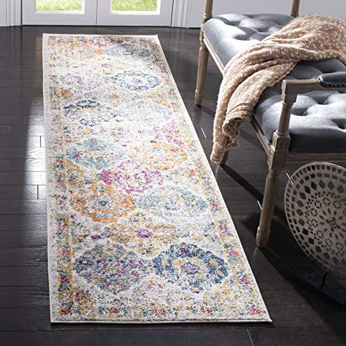 SAFAVIEH Madison Collection Runner Rug - 2'3" x 14', Cream & Multi, Boho Chic Distressed Design, Non-Shedding & Easy Care, Ideal for High Traffic Areas in Living Room, Bedroom (MAD611B) - color: Cream/Multi, size: 2'3" x 14' (Runner)