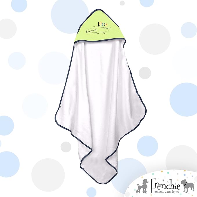 Frenchie Mini Couture, Hooded Bath Towels for Babies, 80% Cotton/20% Polyester, Wild Animal Design Baby Bath Towel Set, Boy, Pack of 3