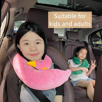 Car Travel Pillow for Kids Car Seat Pillow Cute Cartoon Travel Pillow Cushion Breathable Head and Body Support Pillow for Sleeping Travel Neck Rest Car Seat Pillow Long Journey&Road Trip