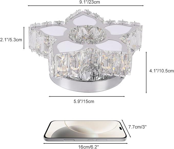 FRIXCHUR Modern Crystal Ceiling Light Fixture Mini Led Chandelier Small Flower Chandelier for Living Room Bedroom Dining Room Kids Room Girls Room,Colors Change