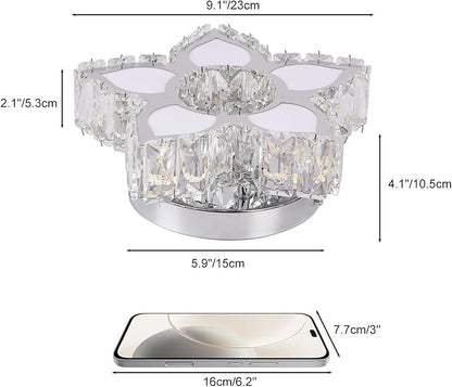 FRIXCHUR Modern Crystal Ceiling Light Fixture Mini Led Chandelier Small Flower Chandelier for Living Room Bedroom Dining Room Kids Room Girls Room,Colors Change