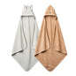 Hooded Baby Towels - 100% Organic Cotton Baby Bath Towels, 32" x 32" Super-Soft and Absorbent Baby Towels for Newborn 2-Pack (Rabbit Grey/Bear Natural)