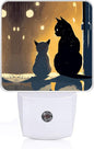 Cat Silhouette Night Light, Plug-into Wall Two Black Cat Nightlight Lamp with Dusk to Dawn Sensor, Led Lamp 0.5W Energy Efficient for Boys Girls Adults Home Decor