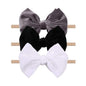 YanJie Brand Hairband - Handmade Velvet Baby Bows & Stretchy Nylon Headbands for Girls Infants Toddlers Child(4.5 black-velvet, 3 Count)