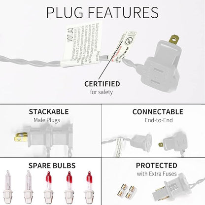 150LIGHTS WARM WHITE Extra-Bright With End Connectors Christmas Decorative Lights 9.72m UL Certified Mini String Light Set Waterproof for Home Garden Holiday Christmas Tree Party Patio Wedding