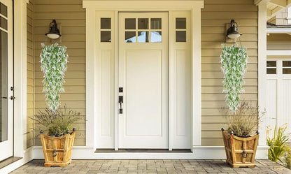 RECUTMS Hanging Flowers Lavender UV Resistant Artificial Plants for Indoor Outside Garden Porch Window Box Home Wedding Farmhouse Decor, 4 Pieces (White)