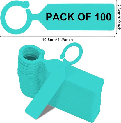 Plant Labels Yuanling 100Pcs Plastic Waterproof Plant Tree Tags Nursery Garden Markers for Indoor Outdoor Gardening Plants Vegetables Flowers Potted (Teal Color with 1 Marker Pen)