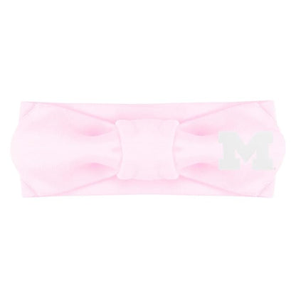 Creative Knitwear Michigan Wolverines Infant Girls Pink Solid Hair Knot Headband Embroidered Logo - Size Newborn - 4T