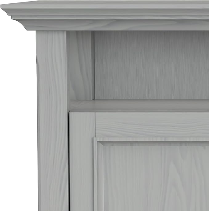 SIMPLIHOME Amherst 54-inch Wide Solid Wood TV Stand in Fog Grey, Transitional-Style Media Console for Living Room with Adjustable Shelves and Cable Management