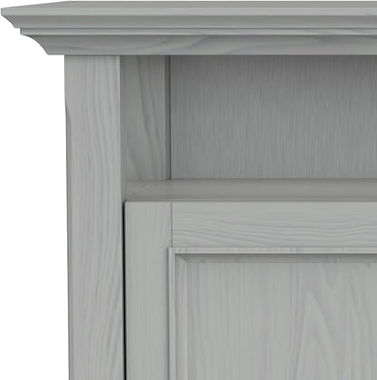 SIMPLIHOME Amherst 54-inch Wide Solid Wood TV Stand in Fog Grey, Transitional-Style Media Console for Living Room with Adjustable Shelves and Cable Management