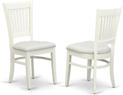 East West Furniture ANVA5-LWH-C 5 Piece Dining Room Table Set Includes a Round Kitchen Table with Pedestal and 4 Linen Fabric Upholstered Dining Chairs, 36x36 Inch, Linen White